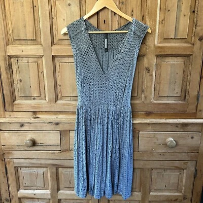 Vestido sin mangas Plenty by Tracy Reese gris medio negro cuello en V cinturón punteado antro Foto 1 de 4