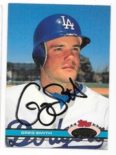 GREG SMITH 1991 STADIUM CLUB AUTOGRAPHED SIGNED # 554 LOS ANGELES DODGERS