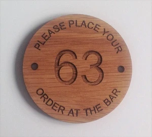 Holz 66mm Bestellung am Stehtisch Zahlen Scheiben Kneipen Clubs Restaurant Hotels - Bild 1 von 1