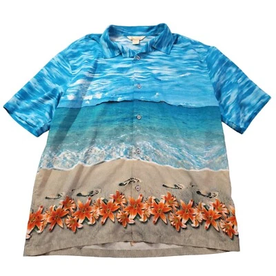 Camisa de playa tropical hawaiana con botones Guess para hombre XL manga corta Foto 1 de 4