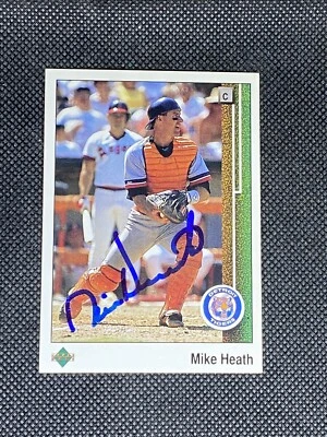 Mike Heath Detroit Tigers 1989 Upper Deck Signed Auto Card #654 ~ COA - Image 1 of 3