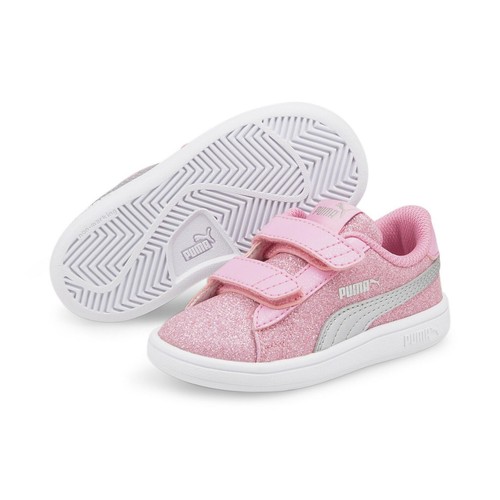 Scarpe da ginnastica bambina Puma Smash Glitz Glam neonato nuove rosa taglie 8 8 5 9