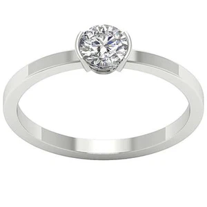Semi Bezel Set Solitaire Engagement Lab Grown Diamond Ring VS F 0.55 Ct 14K Gold - Picture 1 of 8