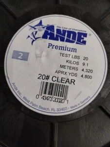 Neu ~ Ande Premium Monofilament ~ transparent ~ 20# Testlinie ~ 4800 Meter Spule ~ 2 lbs - Bild 1 von 2