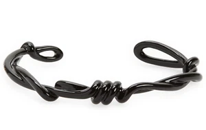 NWT Givenchy Twisted Knotted Metal Wire Black Shiny Enamel Cuff Bracelet $650 - Picture 1 of 17
