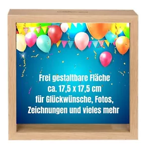 Geldgeschenk Verpackung Bilderrahmen Holz Spardose Basteln Dekorieren 20x20x5 cm - Bild 1 von 8