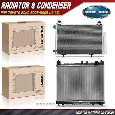 Radiador y condensador de aire acondicionado con secador y soporte para Toyota Echo 2003-2005 L4 1,5 L Foto 1 de 4