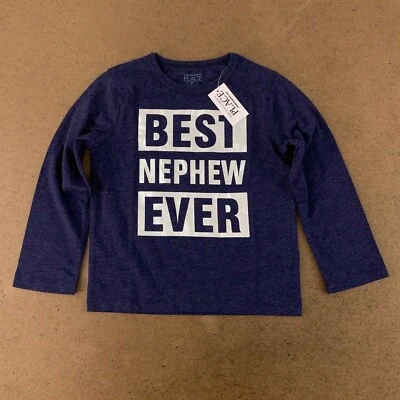 Camiseta The Children's Place Niño Pequeño Talla 3T Azul Manga Larga Mejor Sobrino Nueva con Etiquetas Foto 1 de 4