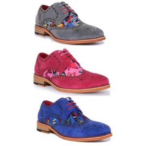 Justinreess England Julio Mariposa Estampado Gamuza Zapatos Gris Para Hombre EE. UU. 7-13 - Imagen 1 de 19