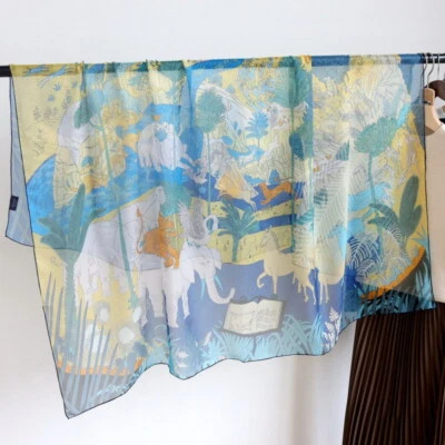 桑葚雪纺丝绸裹巾沙龙海滩手卷动物印花薄 54 — 第 1/4 张图片