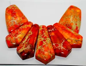 Light Red Sediment Turquoise CABOCHON 7 PCS Beads Set Imperial Jasper Necklace - Picture 1 of 10
