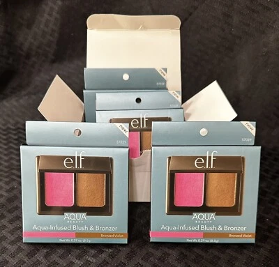 e.l.f. Aqua Beauty Aqua-Infused Blush & Bronzer “Bronzed Violet” Lot Of 4 Pieces - Image 1 of 4