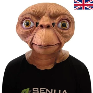 E.T Mask costume Adults outfit Fancy Dress Theme Costume Latex Kids et Alien UK - Picture 1 of 5