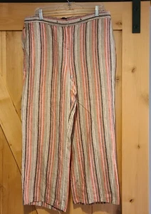 Pantalones Boden 100 % lino para mujer 16R rayas Lagenlook boho costero cadera pierna ancha - Imagen 1 de 19