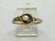 Alwand Vahan AV Sterling Silver 14k Diamond Pearl Ring Sz 10 3g