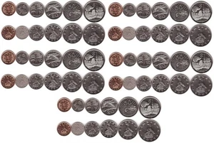Zimbabwe 5 pcs x set 10 co 1 5 10 20 50 Cent 1 2 5 10 25 Dollars 1997-2003 XF/VF - Picture 1 of 4