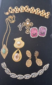 Markenlos Konvolut Vintage Ohrringe, Armband und Anhänger - Bild 1 von 9