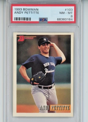 1993 Bowman Rookie RC #103 Andy Pettitte HOF PSA 8 - Imagem 1 de 2
