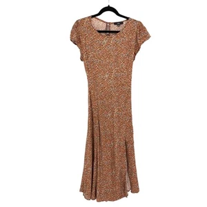 Lulus Midi Dress Women's Size Small Micro Floral Print Short Sleeve Keyhole Back - Picture 1 of 6
