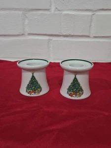 Noel Porcelle Christmas Tree Candle Holders Pair House of Salem Porcelain Japan - Picture 1 of 16