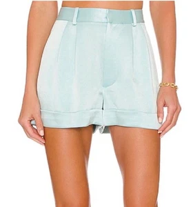 alice olivia conry powder blue satin shorts High Rise 0 Xxs Xs - Picture 1 of 6