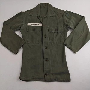 Vtg Korea Vietnam Era US OG-107 Sateen Cotton Utility Shirt Size S - Picture 1 of 10