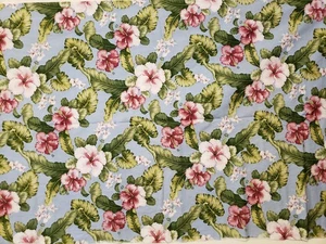 Cotton Fabric 42 x 2.75 Hibiscus on Blue David Textiles Printex Fabrics - Picture 1 of 6