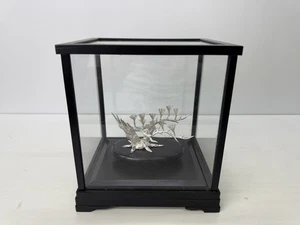 Y9199 OKIMONO Plata Pura Pino Figura Estuche Vidrio Japón Antiguo Interior Decoración - Imagen 1 de 10