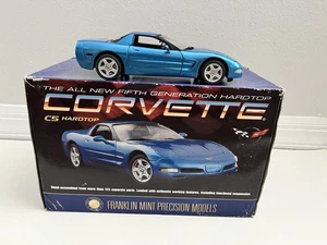 FRANKLIN MINT 1999 Chevrolet Corvette Hardtop 1/24 Blue In Original Packaging - Picture 1 of 15