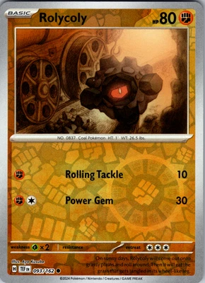 Rolycoly Reverse Holo 093/162 SV05: Temporal Forces Common - NM - Image 1 of 2