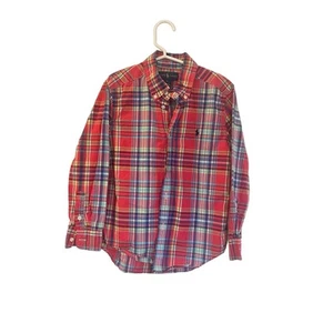 Boy's Ralph Lauren Red Plaid button down shirt sz 6 Polo Pony Logo  - Picture 1 of 6