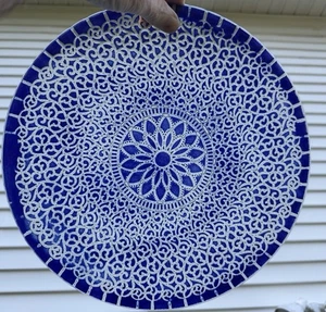 SYDENSTRICKER Embassy Cobalt 12” Dinner Plate Fused Art Glass Blue Round Platter - Picture 1 of 5