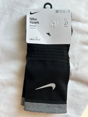 Nike Spark Correr Calcetines Tobilleros Acolchados Hombres 10-11.5/Wmn11.5-13 CU7199-010 Nuevos Foto 1 de 2