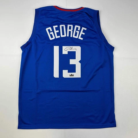 Facsimile Autographed Paul George Los Angeles Blue Reprint Jersey Size Men's XL Cover