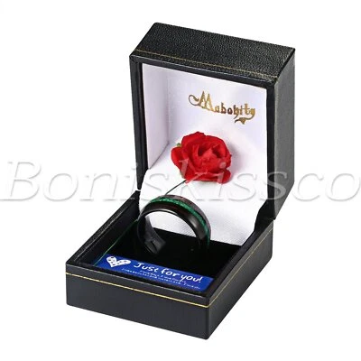 Men Women Couples I Love You Opal Tungsten Carbide Ring Anniversary Wedding Band - Image 1 of 4