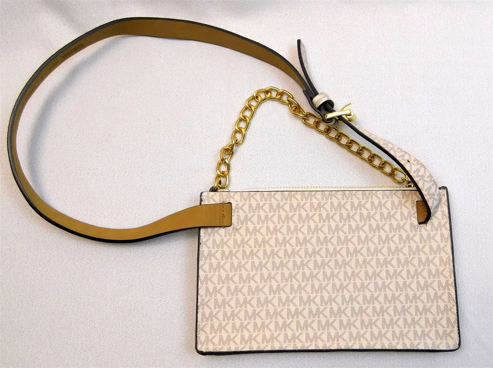 Michael Kors Signature 554131 Blanco Riñonera Cinturón Bolso Cartera MK Logo Foto 1 de 4