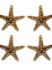 4 small STAR FISH solid BRASS knobs TROPICAL VINTAGE old style 70 mm B