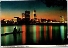 Vintage Postcard 1974 Toronto Ontario Canada Skyline Illuminated Night Posted C1