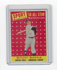 MICKEY MANTLE ALL STAR 1958 TOPPS VINTAGE BASEBALL CARD #487 - VG  (DS2)