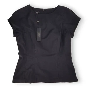 Talbots Black Short Sleeve Waist Length Wool Blend Blouse Size 6P Petite - Picture 1 of 6
