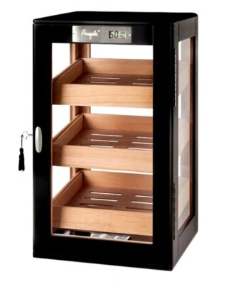 Humidor Angelo Humidorschrank schwarz ca 130 Zigarren 2 Angelo Polymerbefeuchter - Bild 1 von 4
