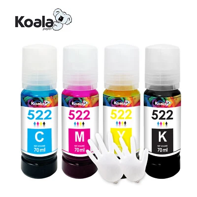 4PK Koala 522 Ink Refill Compatible T522 ET-4800 ET-2720 ET-4700 2400 2800 2803 - Image 1 of 4
