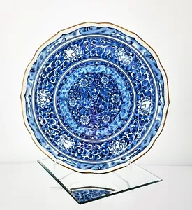 50er Jahre handbemalte japanische blau-weiße Porzellan Schale gold signiert vom Künstler - Bild 1 von 8