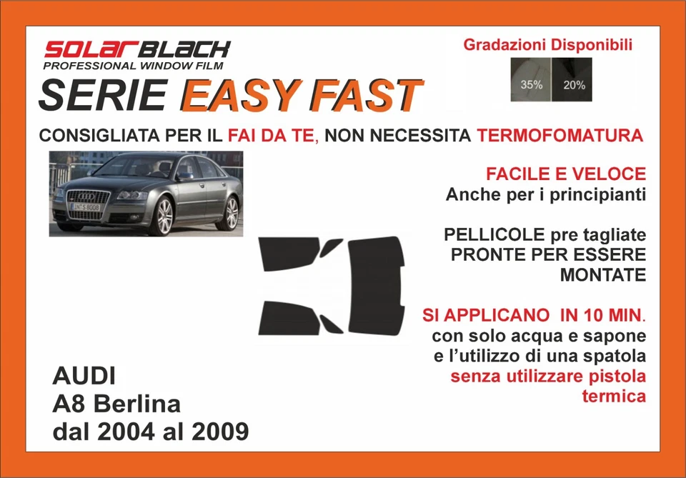 pellicole oscuranti vetri pre-tagliata Audi a8 berlina 04-10  kit post EASY FAST - Imagen 1 de 1