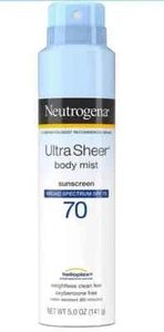 Ultra Sheer Body Mist Sunscreen Spray Broad Spectrum SPF 70, Lightweight - Picture 1 of 3
