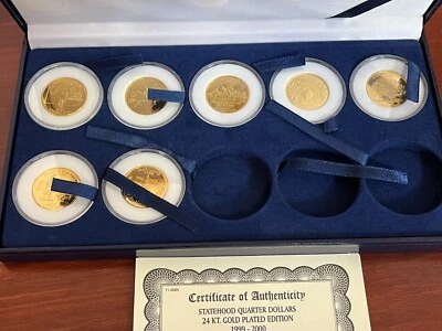 Seven of the Ten Statehood Quarter Dollars 24kt. Gold Plated Edition 1999-2000 - Image 1 of 3
