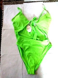Qearal Womens One Piece Swimsuits Tie Knot Front, Green, Size L - Picture 1 of 6