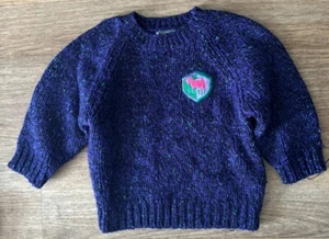 Vtg Esprit Kids Purple Wool Crewneck Chunky Sweater Scottie Dog Patch Small 5 - Picture 1 of 5