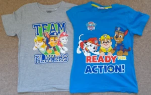 2 X Boys Nickelodeon Paw Patrol T-Shirts Tops Short Sleeve Blue/Grey Age 8 Years - Picture 1 of 11
