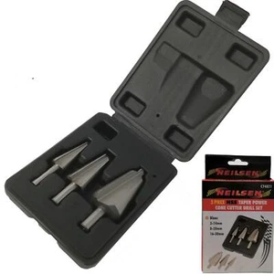 Neilsen 3pc HSS Metal Hole Cone Cutter Taper Drill Bit Set 3mm to 30mm Bits - Picture 1 of 4